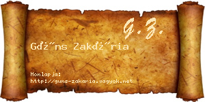 Güns Zakária névjegykártya